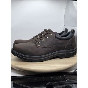 Men's 13 - Skechers Relaxed Fit Shoes Leather Memory Foam Work 64260EW BLK W/Box